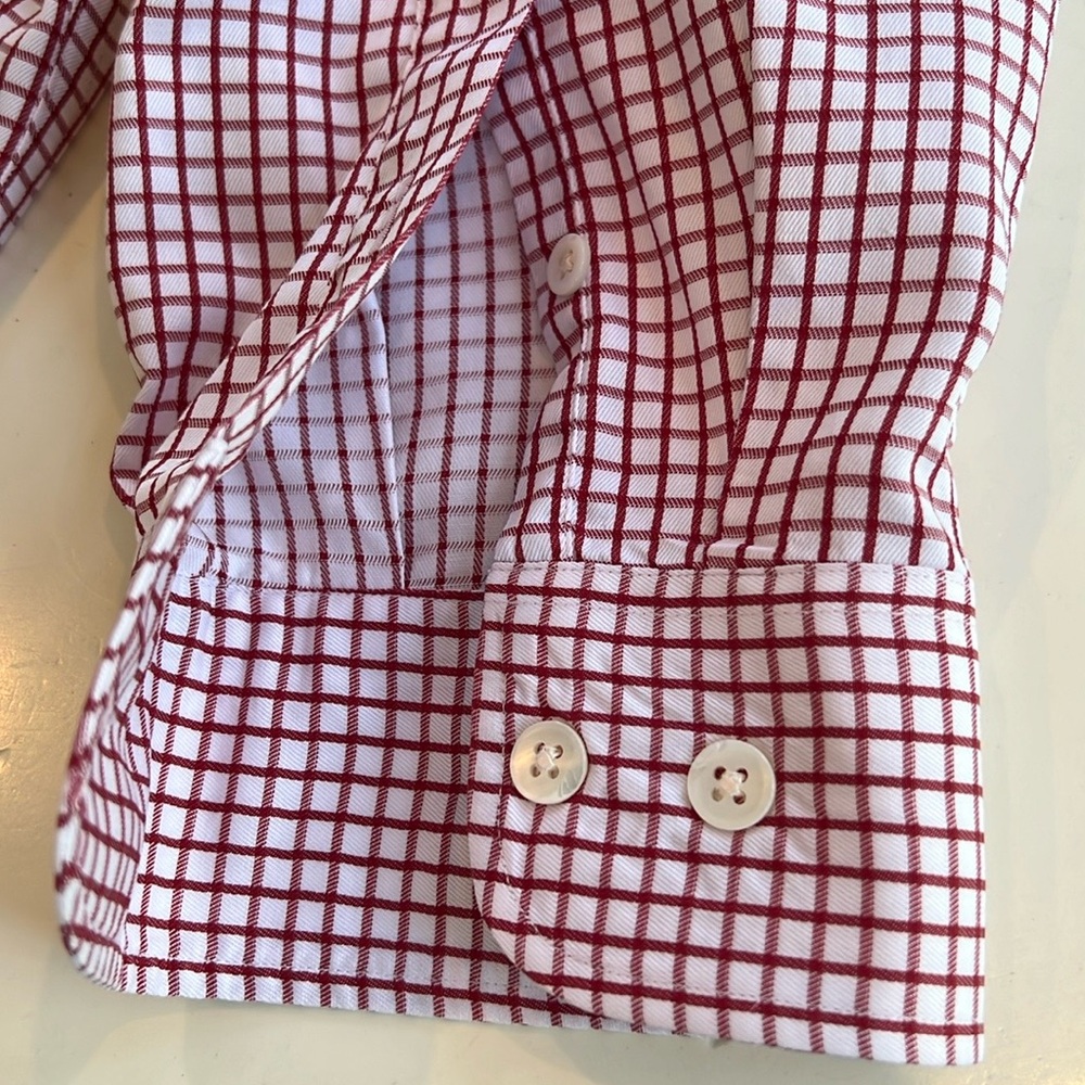 Faconnable Burgundy and White Checked Shirt Size XL - Picture 4 of 5